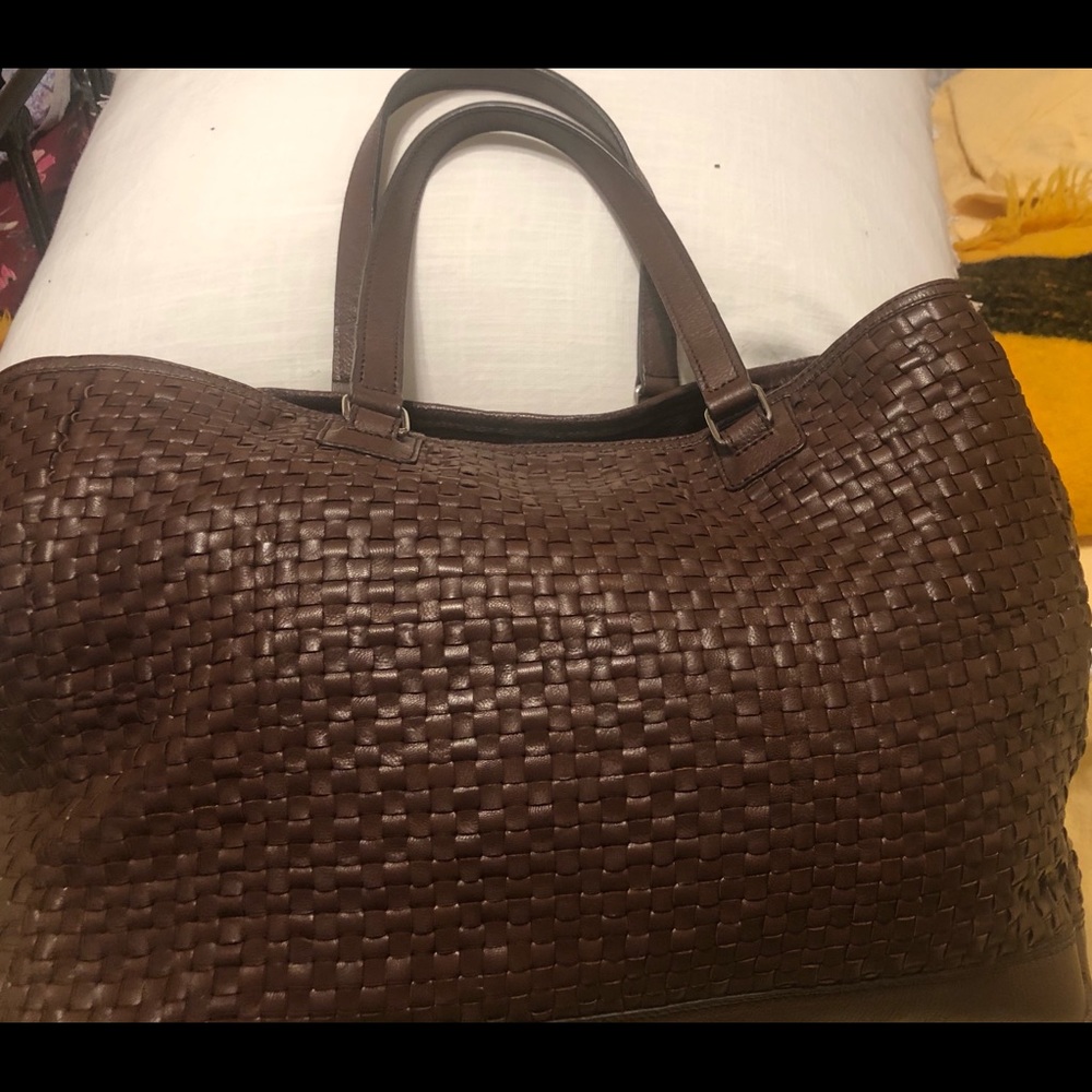 Dark brown Woven Leather bag